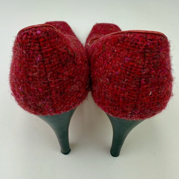 KATE SPADE Red and Pink Boucle Tweed Heels 8.5AA - Picture 5 of 11